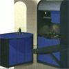 MinikÃ¼che Blue Mit Kühlschrank, Mikrowelle, Spüe, Kochplatten, Beistellschrank, Rolladen und Klapptisch